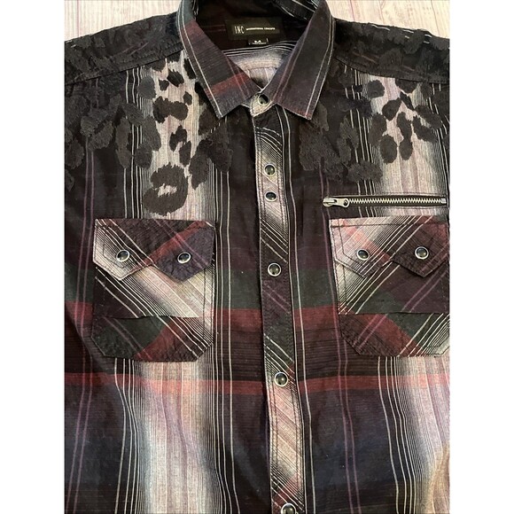 INC International Concepts Men's Pearl Snap Button Shirt Western Plaid Medium - Picture 9 of 11